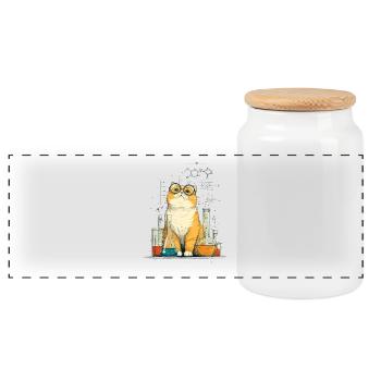 Chat chimique au laboratoire - Boîte à biscuits avec couvercle en bois - blanc - Devant