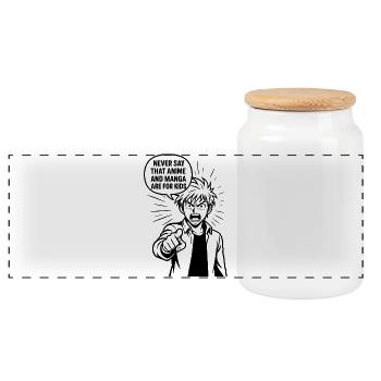 Anime Manga Otaku - Panoramic Cookie Jar with Wooden Lid - white - Front
