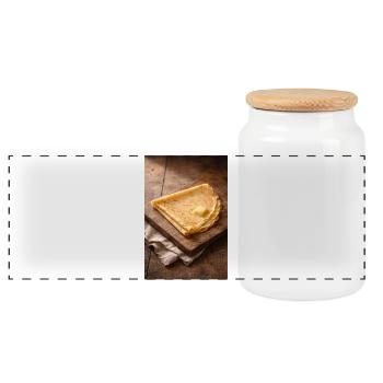 Crêpes croustillantes au beurre - Boîte à biscuits avec couvercle en bois - blanc - Devant