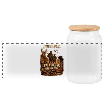 Hunting with Father-Son Duo Dad - Panoramic Cookie Jar with Wooden Lid - white - Front