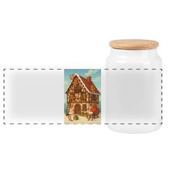 Elsass-Fachwerkhaus Märchen-Lebkuchen - Panorama Keksdose mit Holzdeckel - Weiß - Vorne