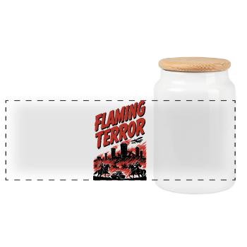 Flaming Terror: City Fire - Panoramic Cookie Jar with Wooden Lid - white - Front