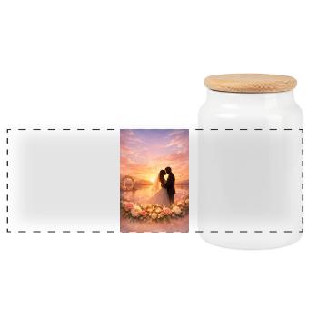Rêves de mariage au coucher du soleil - Boîte à biscuits avec couvercle en bois - blanc - Devant