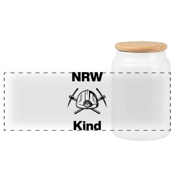 NRW KIND – RUHRTOPIA! GLÜCK AUF - Panorama Keksdose mit Holzdeckel - Weiß - Vorne