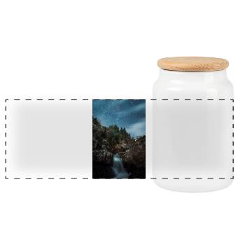 Orion-Sternbild über einem erstaunlichen Fluss - Panorama Keksdose mit Holzdeckel - Weiß - Vorne