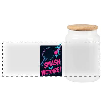 Smash la victoire ! Ping Pong - Boîte à biscuits avec couvercle en bois - blanc - Devant