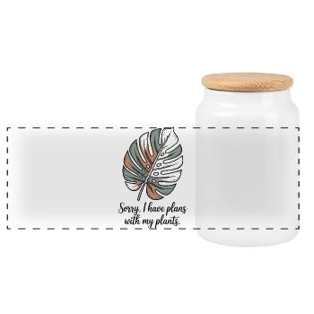 Parent plante drôle - Jardin botanique Monstera - Boîte à biscuits avec couvercle en bois - blanc - Devant