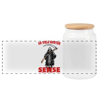 So many idiots and only one scythe - Panoramic Cookie Jar with Wooden Lid - white - Front