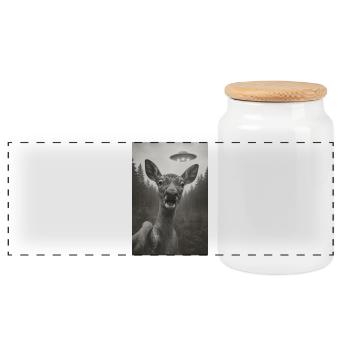 Quand un cerf voit un OVNI - Boîte à biscuits avec couvercle en bois - blanc - Devant