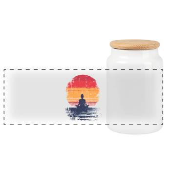 Sunset Meditation - Panoramic Cookie Jar with Wooden Lid - white - Front