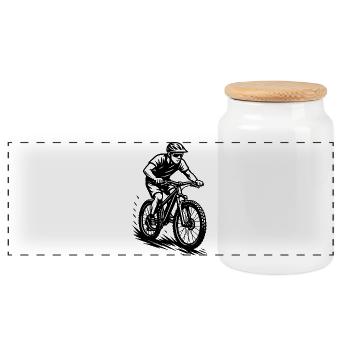 Mountain bike artwork for your outfit - Panoramic Cookie Jar with Wooden Lid - white - Front