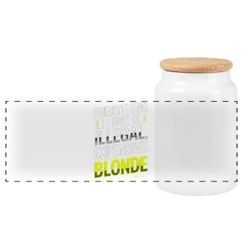 Everything I Love Illegal Expensive Blonde Männer - Panorama Keksdose mit Holzdeckel - Weiß - Vorne