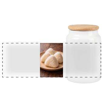 Onigiri Rice Balls Japanese Style - Panoramic Cookie Jar with Wooden Lid - white - Front