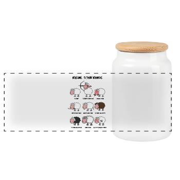 A little sheep knowledge - Panoramic Cookie Jar with Wooden Lid - white - Front