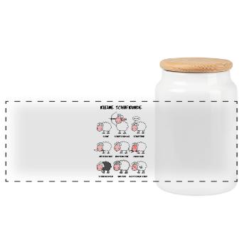 A little sheep knowledge - Panoramic Cookie Jar with Wooden Lid - white - Front