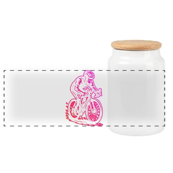 Tolles Rennrad Geschenk für Rennrad - Panorama Keksdose mit Holzdeckel - Weiß - Vorne