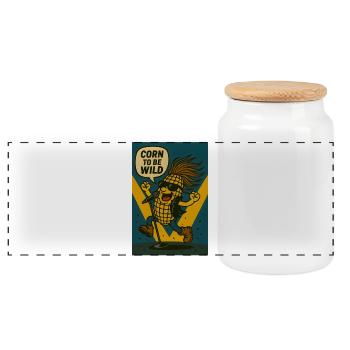 Corn To Be Wild - Panoramic Cookie Jar with Wooden Lid - white - Front