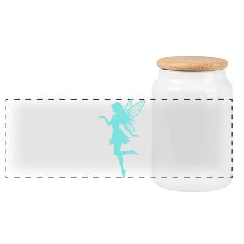 Fairy silhouette with stars - Panoramic Cookie Jar with Wooden Lid - white - Front