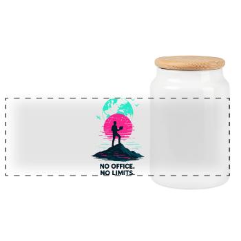 Télétravail Pas de bureau pas de limite - Boîte à biscuits avec couvercle en bois - blanc - Devant
