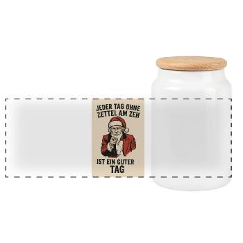 Every day without a note on my toe - Panoramic Cookie Jar with Wooden Lid - white - Front