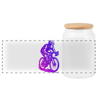 Cleanes Roadbike Artwork für Rennrad - Panorama Keksdose mit Holzdeckel - Weiß - Vorne