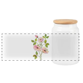 Fleur - Boîte à biscuits avec couvercle en bois - blanc - Devant