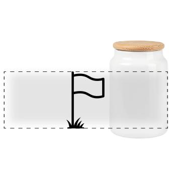 Vecteur de symboles du stade de football avec drapeau de coin - Boîte à biscuits avec couvercle en bois - blanc - Devant