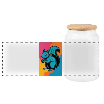 Colorful Squirrel Pop Art - Panoramic Cookie Jar with Wooden Lid - white - Front