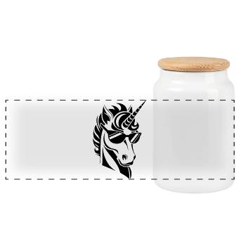 Unicorn with Sunglasses Cool - Panoramic Cookie Jar with Wooden Lid - white - Front