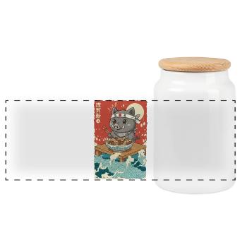 Anime Wildschwein - Panorama Keksdose mit Holzdeckel - Weiß - Vorne