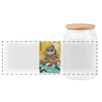 Poissons Chats Kawaii - Boîte à biscuits avec couvercle en bois - blanc - Devant