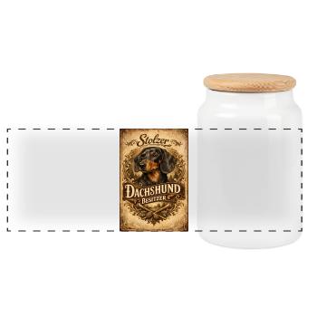 Fier propriétaire de teckel Tenant de teckel vintage - Boîte à biscuits avec couvercle en bois - blanc - Devant