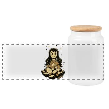 Fille étoilée mélancolique avec des pierres - Boîte à biscuits avec couvercle en bois - blanc - Devant