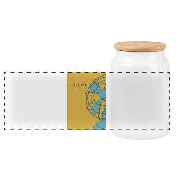 Modern Minimal Poster "Still Hot" - Panoramic Cookie Jar with Wooden Lid - white - Front