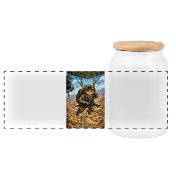 Military_Parachute_Don - Panoramic Cookie Jar with Wooden Lid - white - Front
