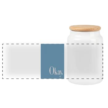Typography Poster Okay. - Panoramic Cookie Jar with Wooden Lid - white - Front