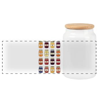 Confiture dans un bocal - Boîte à biscuits avec couvercle en bois - blanc - Devant
