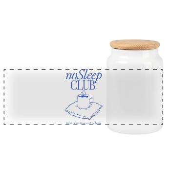 noSleep CLUB Kaffee-Nacht Design - Panorama Keksdose mit Holzdeckel - Weiß - Vorne