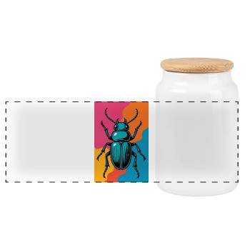 Insekt Pop Art Retro - Panorama Keksdose mit Holzdeckel - Weiß - Vorne
