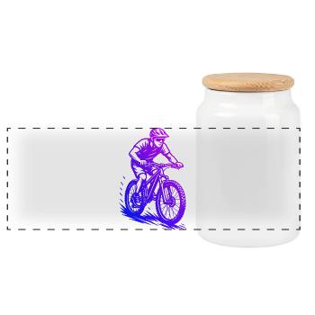 Mountain bike motif for real lovers - Panoramic Cookie Jar with Wooden Lid - white - Front