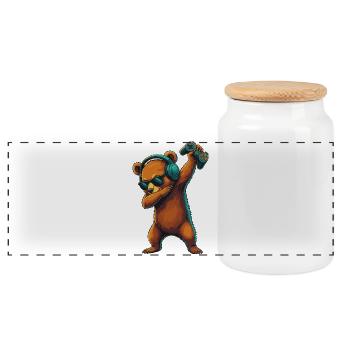 Gamer Bear spielt Videospielkunst - Panorama Keksdose mit Holzdeckel - Weiß - Vorne