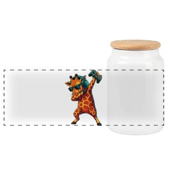 Gamer-Giraffe spielt Videospielkunst - Panorama Keksdose mit Holzdeckel - Weiß - Vorne