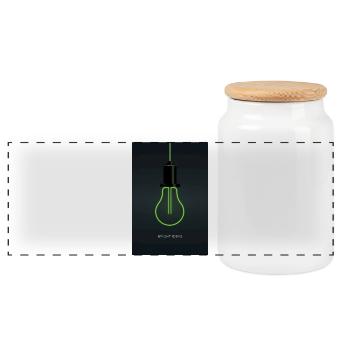 Bright Ideas – Neon Light Bulb Design - Panoramic Cookie Jar with Wooden Lid - white - Front