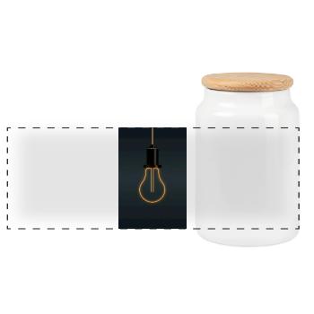 Affiche d’ampoule néon – Inspiration orange chaud - Boîte à biscuits avec couvercle en bois - blanc - Devant