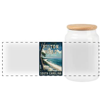 Discover the Charm of Hilton Head in South Carolin - Panoramic Cookie Jar with Wooden Lid - white - Front