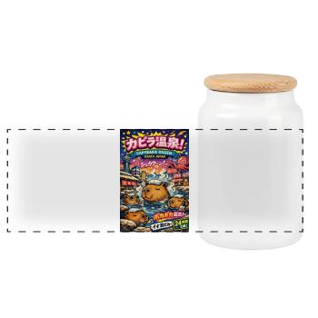 Capybara Onsen Osaka – Bassins chauds colorés - Boîte à biscuits avec couvercle en bois - blanc - Devant