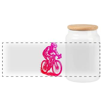 Road Bike Vibes for Road Bike - Panoramic Cookie Jar with Wooden Lid - white - Front