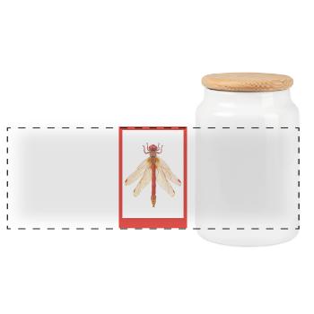 Red Dragonfly Illustration - Panoramic Cookie Jar with Wooden Lid - white - Front