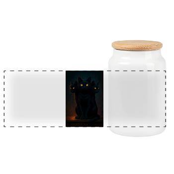 RockyZoo15 - Panoramic Cookie Jar with Wooden Lid - white - Front