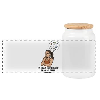 Bloc comme aux échecs – la tête bat la force - Boîte à biscuits avec couvercle en bois - blanc - Devant